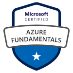 Microsoft Azure Fundamentals badge which shows, that the website author is certified by Microsoft.